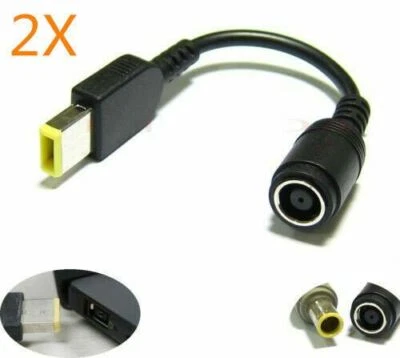 2X 7.9mm Round Jack to Square End Adapter for Lenovo Power Cord Conversion Cable - Image 1 of 4