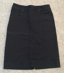 NEW BANANA REPUBLIC Black Pencil Skirt Knee-Length Unlined Cotton Stretch 4 - Picture 1 of 2
