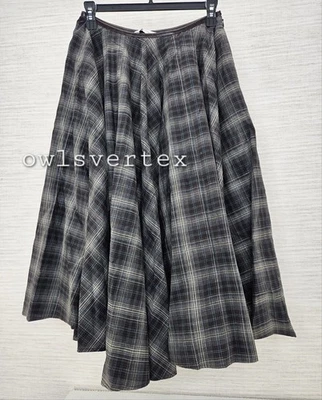 0,2, 4, 6, 8 H&M A/W 2025 Cotton Circle Skirt Dark Gray / Plaid  1307335001 New - Image 1 of 3