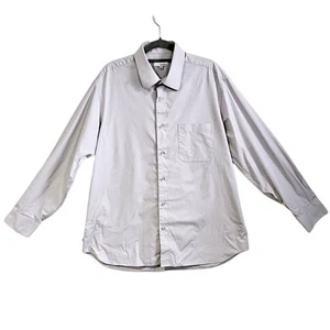 Modena Men's LX Button Down Dress Shirt Solid Light Gray Classic Professional - Picture 1 of 7