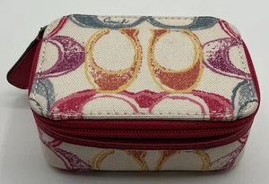 HTF Rare Vintage Coach C Print Zip Around Multicolor Pill Case Missing Bottles! - Picture 1 of 5