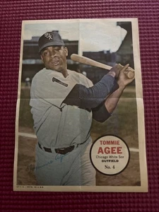 1968 Topps Insert #9 TOMMIE AGEE Pin-up Poster Chicago White Sox Team MLB - Picture 1 of 7