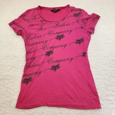 Camiseta Fox Racing Riders Company Babytee M Y2K Años 90 2000 Rosa Logo Gráfico Foto 1 de 4