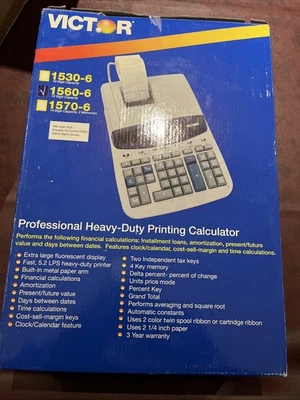 Victor 1560-6 Professional Printing Calculator/2 Colors/4 Keys Memory/2 Tax Keys - Image 1 of 2