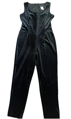 Vintage ‘90s Diahann Carroll Black Velvet Sleeveless Jumpsuit Scoop Neck M/L - Image 1 of 4