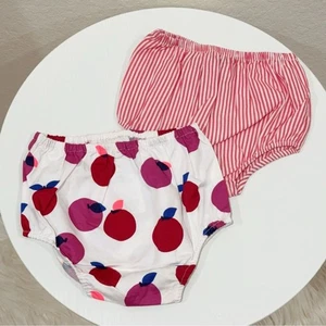 2 Stück Jacadi Baumwolle Unterhose Shorts Apfel/Rot Streifen 6 Monate Neu ohne Etikett - Bild 1 von 7