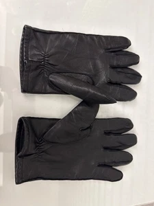 Women Black Leather Gloves Size L - Picture 1 of 2