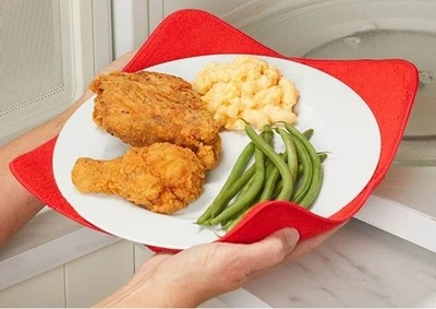 Juego de 2 abrazadores de placa de microondas rojos multiusos resistente al calor Foto 1 de 3