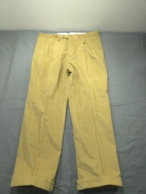 Ermenegildo Zegna Pants Mens 38x30 Beige Chino Cuffed Corduroy Relaxed Pleated - Image 1 of 4