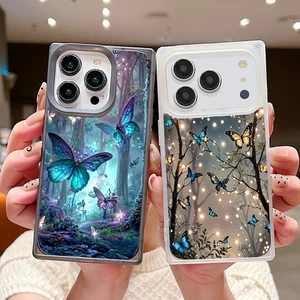 Coque Silicone Papillon Carré Pour iPhone 17 Pro Max Air 16 15 14 13 12 11 Cover - Picture 1 of 14