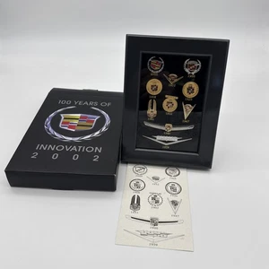 Cadillac Emblem Lapel Pin Framed Display 1902-2000 10 Piece Automotive History - Picture 1 of 8