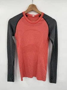 Lululemon Run Swiftly Tech Shirt Womens 4 Coral Gray Athletic Long Sleeve Top - Picture 1 of 6