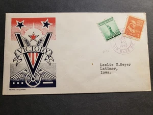 CASPER, NATRONA County, WYOMING DPO 1943 WWII Cover PATRIOTIC LATIMER, IOWA - Picture 1 of 2