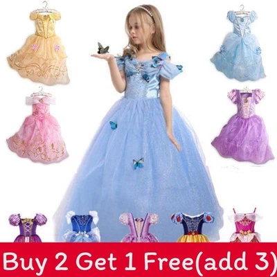 Vestito elegante principessa bambina bambina per cosplay Raperonzolo Belle Cenerentola - Immagine 1 di 4