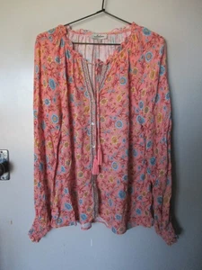 PRETTY ARNHEM SZ 10 BIJOUX BLOUSE IN CORAL - Picture 1 of 5
