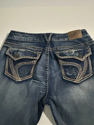 Pantalones de mezclilla Ariya para mujer 15/16 tiro medio corte botín solapa bolsillo punto grueso Foto 1 de 4