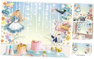 5x3 ft Alice in Wonderland Backdrop Bunny Floral Birthday Party Decorations - Picture 1 of 7