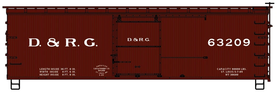 Kit Accurail 1401 HO Denver & Rio Grande 36' doble funda madera Boxcar # 63209 Foto 1 de 1