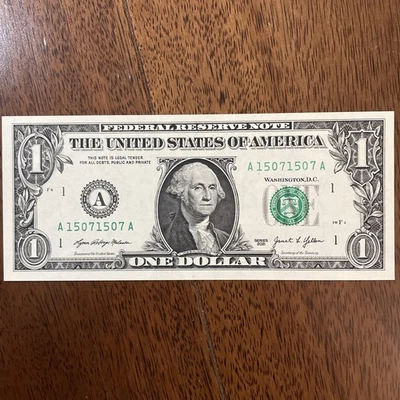 Fancy Serials Numbers “REPEATER” $1 2021 A(15071507)A Crispy Uncirculated - Image 1 of 4