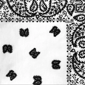 Bandana Sciarpa Bianca con Disegno Nero Classico Ciclismo Motociclista 52x51cm - Foto 1 di 3