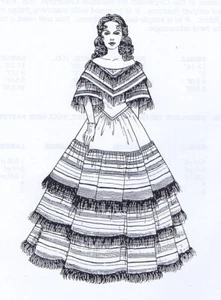 Französische Mode FRANGES ABENDKLEID Muster #118 für Puppe. - Bild 1 von 1