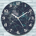Glass Wall Clock Round fi 30 Dream Geometric Lines Night sky Bedroom Decor 