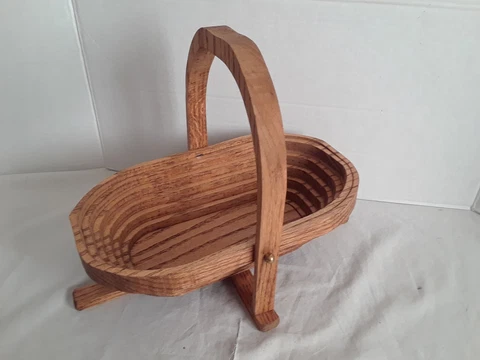 Vintage-Collapsible Wooden Basket- Raw Wood-Easy Storage Cover