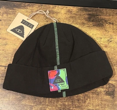 Gorro Poler Polar Gorro Negro Fieltro Verde Costura Gorra Nuevo con Etiquetas Foto 1 de 4