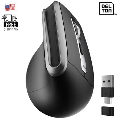 Delton S20 Ergonomic Bluetooth Vertical Wireless Mouse, Bluetooth- Black - Image 1 of 4
