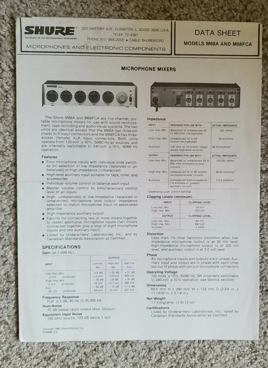 Shure Vintage Mixer Vintage Pro Audio Equipment for sale | eBay