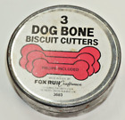 Vintage Fox Run Craftsman Dog Bone Ciastka Stal nierdzewna Przecinarki do ciasteczek 3-częściowy zestaw