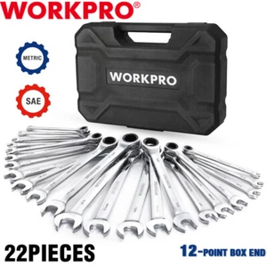 WORKPRO 22-Pieces Ratcheting Combination Wrenches Set CR-V 72 Teeth Metric & SAE - Picture 1 of 13