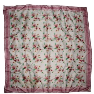 Sciarpa quadrata colorata vintage Godiva rosa floreale bianca 35"" X 35"" Colorata lusso - Foto 1 di 8