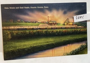 EARLY FAYETTE COUNTY PA COAL MINE TIPPLE COKE OVENS RAILROAD NIGHT VIEW POSTCARD - Picture 1 of 2