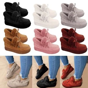 Boots Winter Warm Boots Womens Faux Fur Boots Platform Sneakers Ankle Boots - Picture 1 of 17