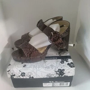 CL Chinese LAUNDRY GENNA SNAKE PLATFORM SANDALS Brown SIZE 8.0 Block Heels - Picture 1 of 7