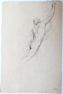 LOUIS CABAT DESSINS MODELE NU PORTANT UN ETENDARD/SCENE BUCOLIQUE - Picture 1 of 12