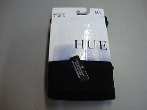NWT Women's Hue Soft & Cozy Brushed Lining Footless Tights Size M/L Black #577E - Picture 1 of 2
