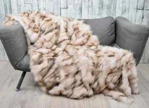 Luxury fox fur fur blanket throw, Real fur blanket - Picture 1 of 3