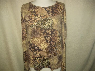 JONES NEW YORK SPORT ANIMAL PRINT COTTON KNIT TOP SIZE XL NWOT - Image 1 of 4