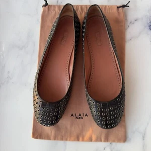 ALAÏA Ballerinas Echtleder Ösen Alaia Ballerina Schwarz Größe 41EU 10 - Bild 1 von 19