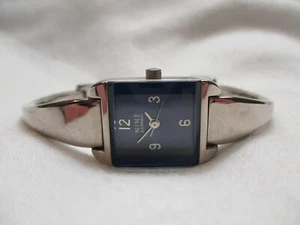 Nine & Company Wristwatch Rectangular Blue Face Silver Tone Band - Picture 1 of 12