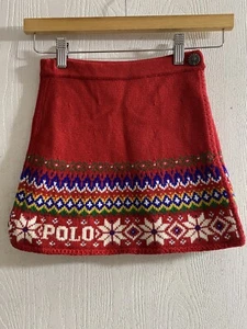 Polo Ralph Lauren Red Holiday Fair Isle Wool Blend Skirt Girls Sz 6/6x NWT - Picture 1 of 5