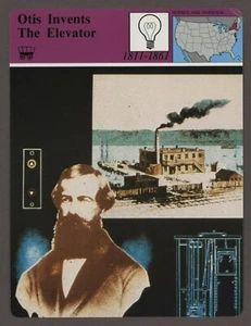 Tarjeta de historia Otis Invents The Elevator Story of America Science Invention - Imagen 1 de 1