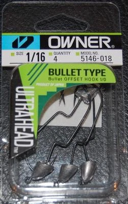 PROPIETARIO Ultra Cabezas Tipo Bala 5146-018 Tamaño 1/0 Ganchos 1/16 OZ Peso Plantillas de Bajo Foto 1 de 2