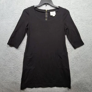 Kate Spade Shirt Dress Womens Medium 6 Black Short Sleeve Zipper Back Pockets - Picture 1 of 8