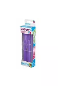 Sistema Cutlery To Go Fold Away Plastic Set Spoon,Fork,Knife,Chopstick-Purple - Picture 1 of 1