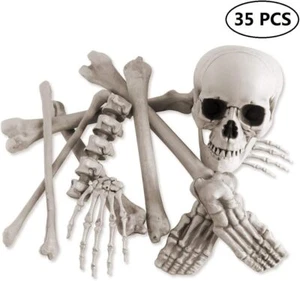 35Pcs Life Size Skeleton Bone Skull Halloween Decor Prop Graveyard Haunted House - Picture 1 of 7