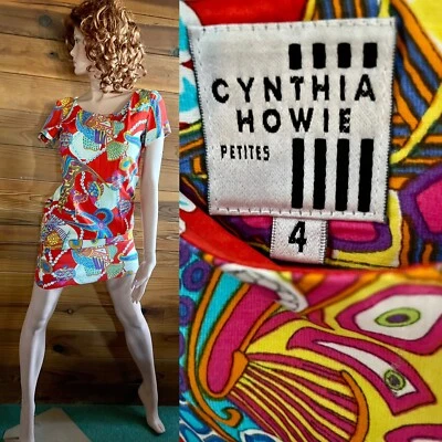 VESTIDO DE CAMBIO COLORIDO VINTAGE AÑOS 80 CYNTHIA HOWIE Petites ESTRELLA Y PERLAS 4 Foto 1 de 4