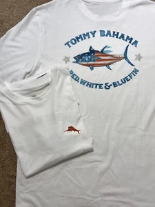 Tommy Bahama T-shirt Men's M Red White & Bluefin Patriotic Cotton NWT - Picture 1 of 5